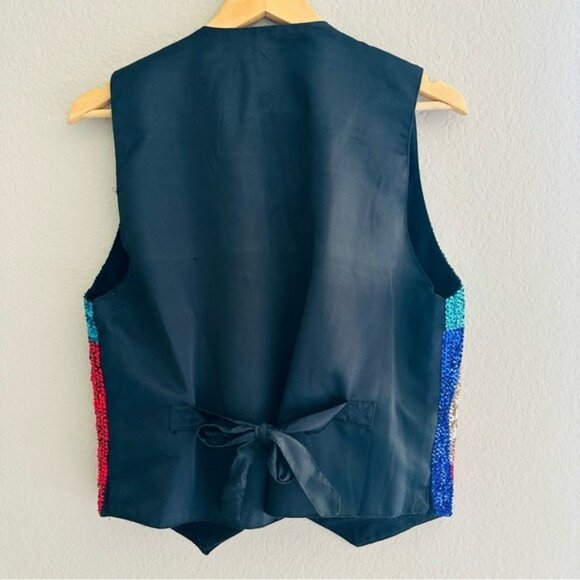 VTG Bali Gem 1960s Sequin Ugly Christmas Vest | Size Small | Holiday Retro Glam! - Picture 2 of 9